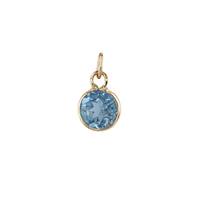 14KY 3mm Round Bezel Set Charm November Birthstone Swiss Blue Topaz