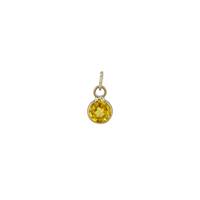 14KY 2.5mm Round Bezel Set Charm September Birthstone Yellow Sapphire