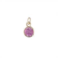 14KY 2.5mm Round Bezel Set Charm September Birthstone Pink Sapphire