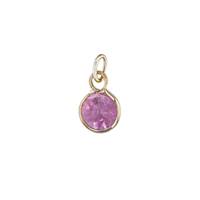 14KY 3.5mm Round Bezel Set Charm September Birthstone Pink Sapphire