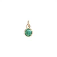 14KY 2.5mm Round Bezel Set Charm May Birthstone Emerald