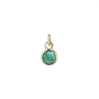 14KY 3mm Round Bezel Set Charm May Birthstone Emerald