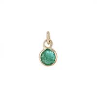 14KY 3.5mm Round Bezel Set Charm May Birthstone Emerald