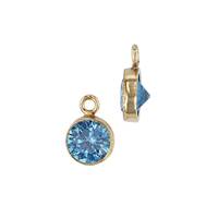 GF 3mm Aqua Bezel Set Cubic Zirconia Charm