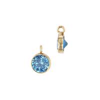 GF 3mm Aqua Bezel Set Cubic Zirconia Charm With Perpendicular Ring