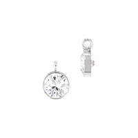 SS 3mm White Bezel Set Cubic Zirconia Charm With Perpendicular Ring