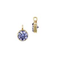 GF 3mm Light Amethyst Bezel Set Cubic Zirconia Charm With Perpendicular Ring