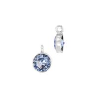 SS 3mm Light Sapphire Bezel Set Cubic Zirconia Charm With Perpendicular Ring