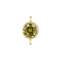 GF 3MM Peridot Bezel Set Cubic Zirconia Connector