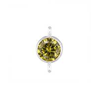 SS 3mm Peridot Bezel Set Cubic Zirconia Connector