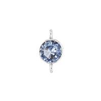 SS 3mm Light Sapphire Bezel Set Cubic Zirconia Connector