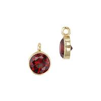 GF 4mm Garnet Bezel Set Cubic Zirconia Charm With Perpendicular Ring