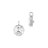 SS 4mm White Bezel Set Cubic Zirconia Charm With Perpendicular Ring