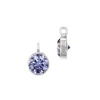 SS 4mm Light Amethyst Bezel Set Cubic Zirconia Charm With Perpendicular Ring