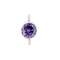 SS 4mm Amethyst Bezel Set Cubic Zirconia Connector