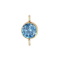 GF 4mm Aqua Bezel Set Cubic Zirconia Connector