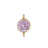 GF 4mm Pink Bezel Set Cubic Zirconia Connector