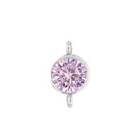 SS 4mm Pink Bezel Set Cubic Zirconia Connector