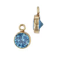 GF 5mm Aqua Bezel Set Cubic Zirconia Charm