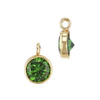 GF 5mm Emerald Bezel Set Cubic Zirconia Charm With Perpendicular Ring