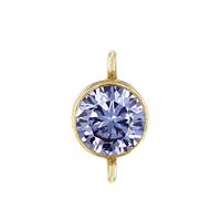 GF 5mm Light Amethyst Bezel Set Cubic Zirconia Connector