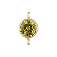 GF 5mm Peridot Bezel Set Cubic Zirconia Connector