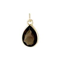 14KY 7X5mm Pear Shape Bezel Set Charm June Birthstone Smoky Quartz