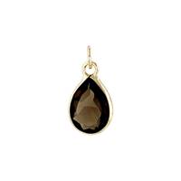 14KY 6X4mm Pear Shape Bezel Set Charm June Birthstone Smoky Quartz