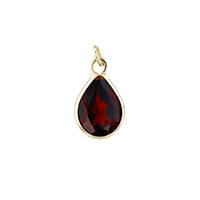 14KY 6X4mm Pear Shape Bezel Set Charm January Birthstone Garnet