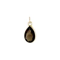 14KY 5X3mm Pear Shape Bezel Set Charm June Birthstone Smoky Quartz