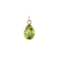 14KY 5X3mm Pear Shape Bezel Set Charm August Birthstone Peridot