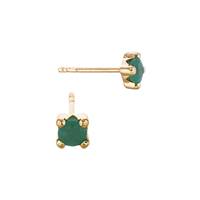 14KY 3mm 4 Prong Setting Emerald Solitaire Stud Earring