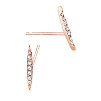 14KR 7DIA .03 CT 11mm Diamond Single Row Pointed Bar Stud Earring