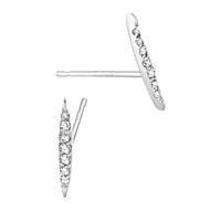 14KW 7DIA .03 CT 11mm Diamond Single Row Pointed Bar Stud Earring