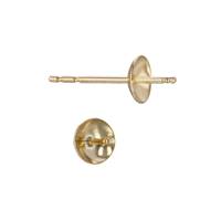 14KY 4mm Cup Pearl Stud Earring With 4mm Peg