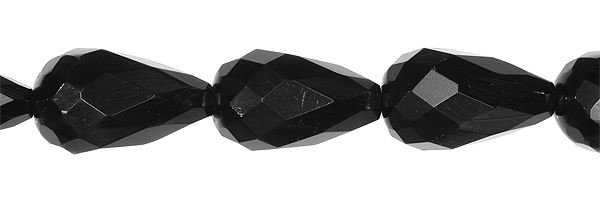 12X20MM DROP FACETED DRILL THROUGH BLACK AGATE BEAD