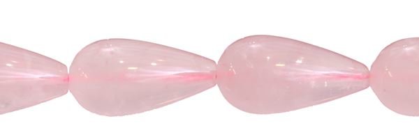 8X12MM DROP DRILL THROUGH ROSE QUARTZ BEAD