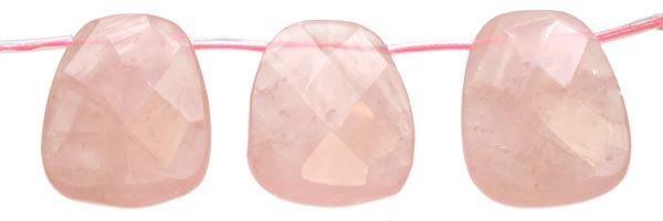 30X40MM LADDER FACETED TOP DRILL ROSE QUARTZ BEAD