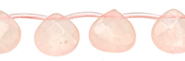 10X10MM PEAR FACETED TOP DRILL ROSE QUARTZ BEAD