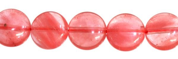 8MM COIN CHERRY QUARTZ BEAD