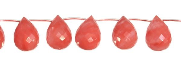 6X9MM DROP FACETED TOP DRILL CHERRY QUARTZ BEAD