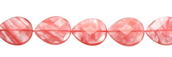 25X30MM PEAR FACETED DRILL THROUGH CHERRY QUARTZ BEAD