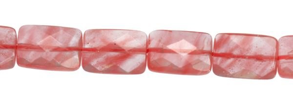 10X14MM RECTANGLE FACETED CHERRY QUARTZ BEAD