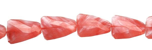 22X30MM WAVE LADDER FACETED  DRILL THROUGH CHERRY QUARTZ BEAD