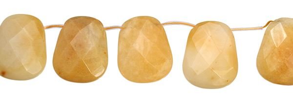 30X40MM LADDER FACETED TOP DRILL YELLOW JADE BEAD