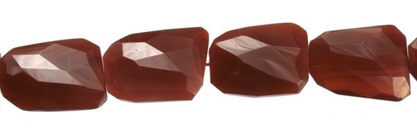 18X25MM WAVE LADDER FACETED DRILL THROUGH RED AGATE BEAD