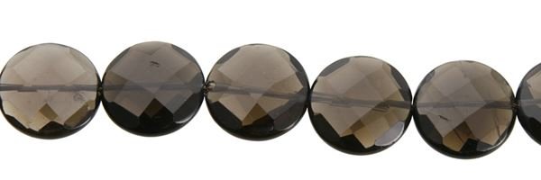 12MM COIN FACETED SMOKY QUARTZ