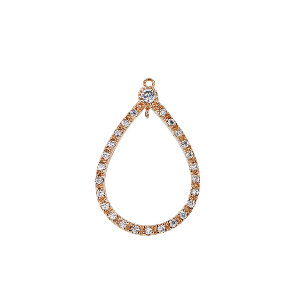 Rose Gold Vermeil 25X16mm With Ring Cubic Zirconia Pear Shape Charm