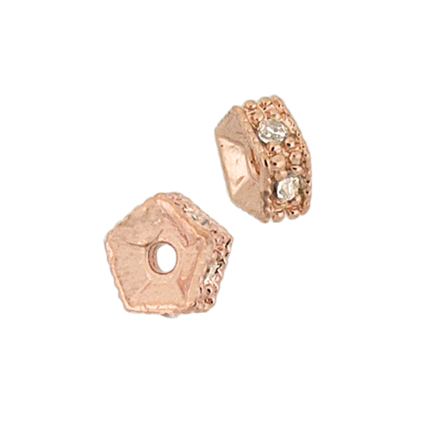 ROSE GOLD VERMEIL 4MM CUBIC ZIRCONIA STAR BEAD